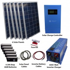 Complete Cottage 234KWH Monthly Output Off Grid Solar Kit With 6000 Watt Power Inverter